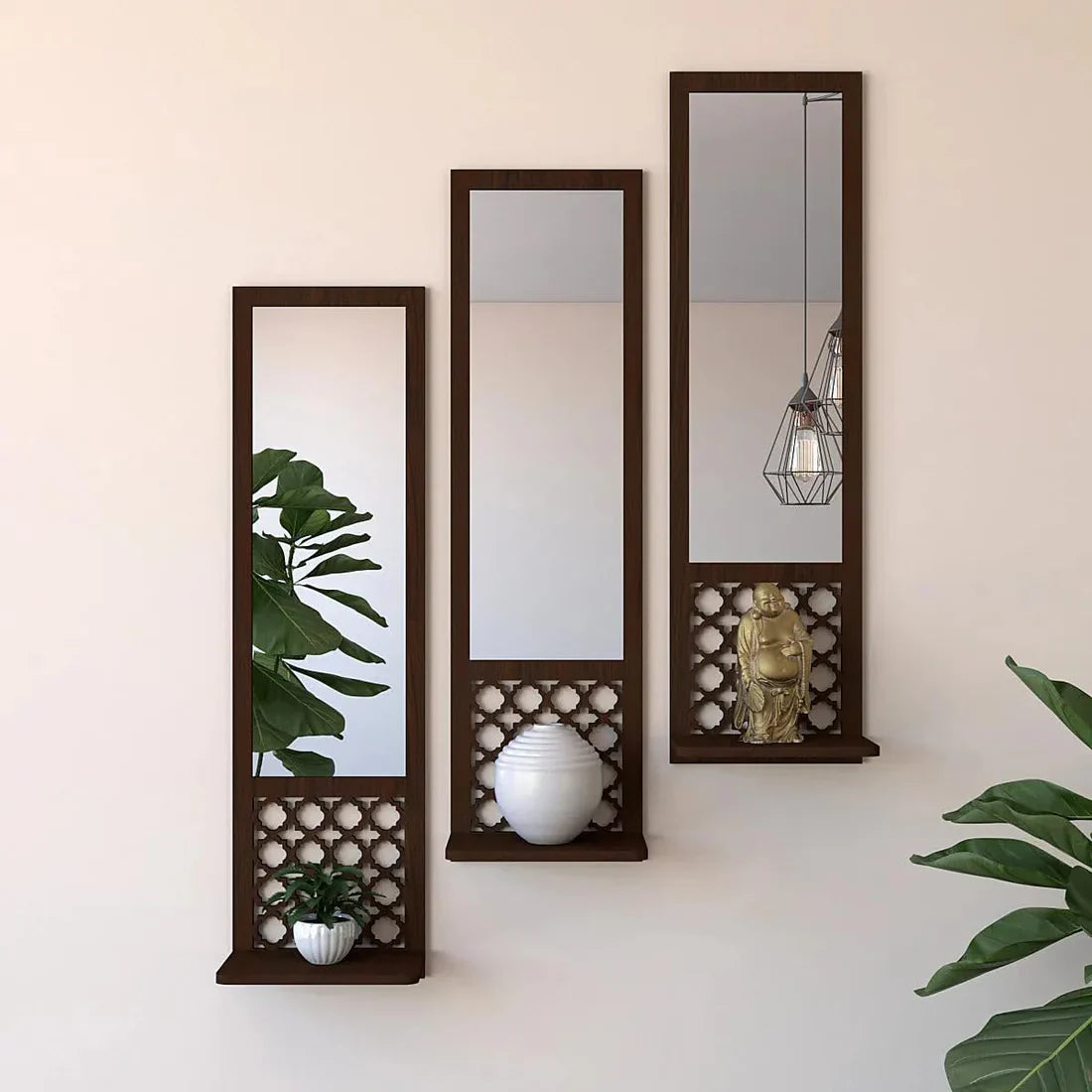 Moroccan Wooden Acrylic Wall Art Mirror