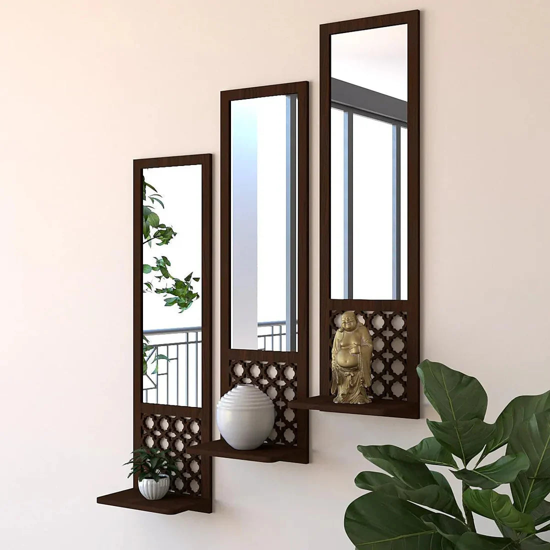 Moroccan Wooden Acrylic Wall Art Mirror