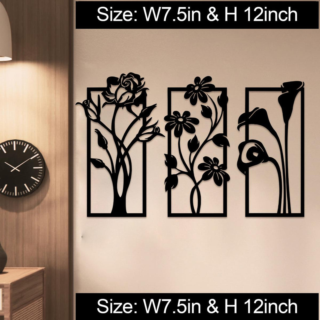 Wooden Floral Wall Art (Set of 3)
