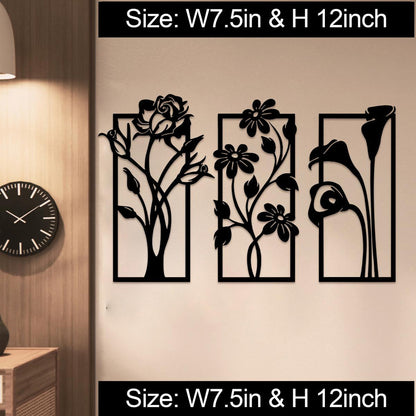 Wooden Floral Wall Art (Set of 3)