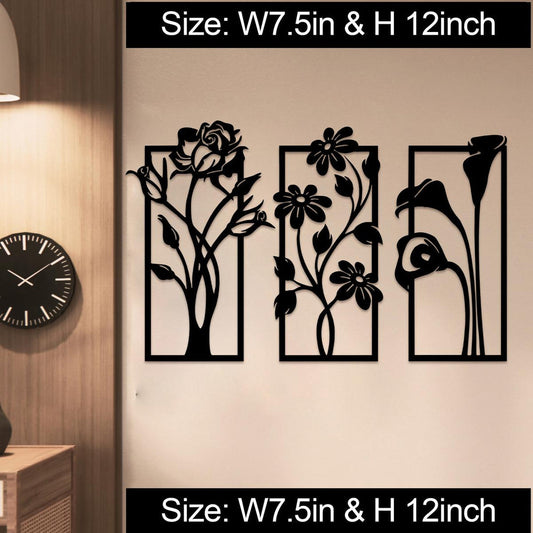 Wooden Floral Wall Art (Set of 3)