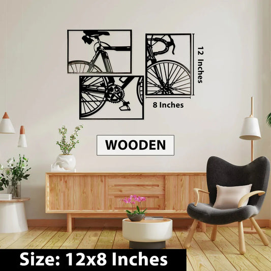 Wooden Bicycle Wall Art (Set of 3)