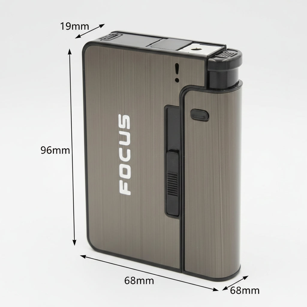 Cigarette Case with Built-in Lighter – Holds Up to 10 Cigarettes
