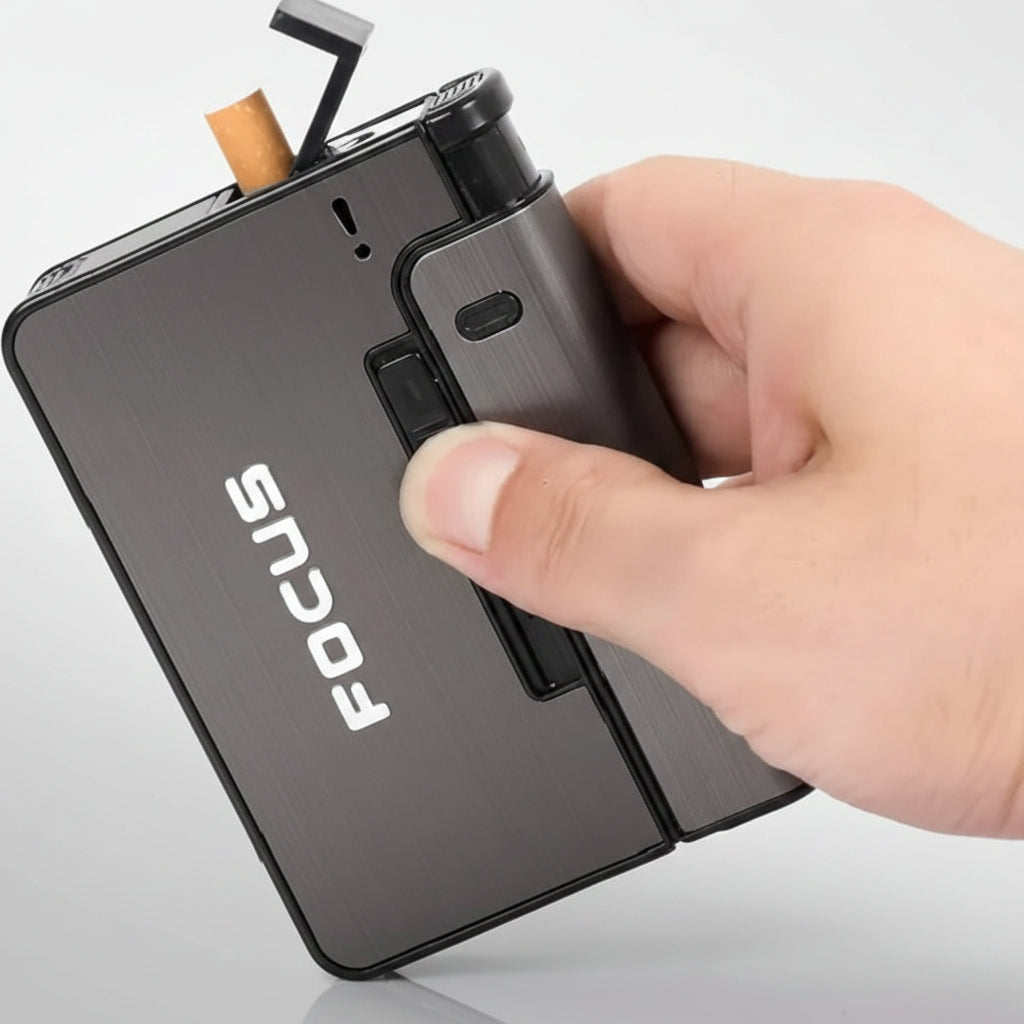 Cigarette Case with Built-in Lighter – Holds Up to 10 Cigarettes